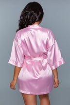 Prissy Short Sleeve Tie Front Satin Robe