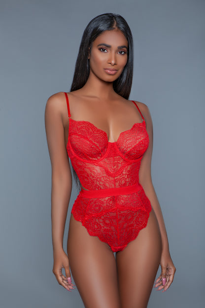 Love To Love You Open Back Sheer Lace Teddy