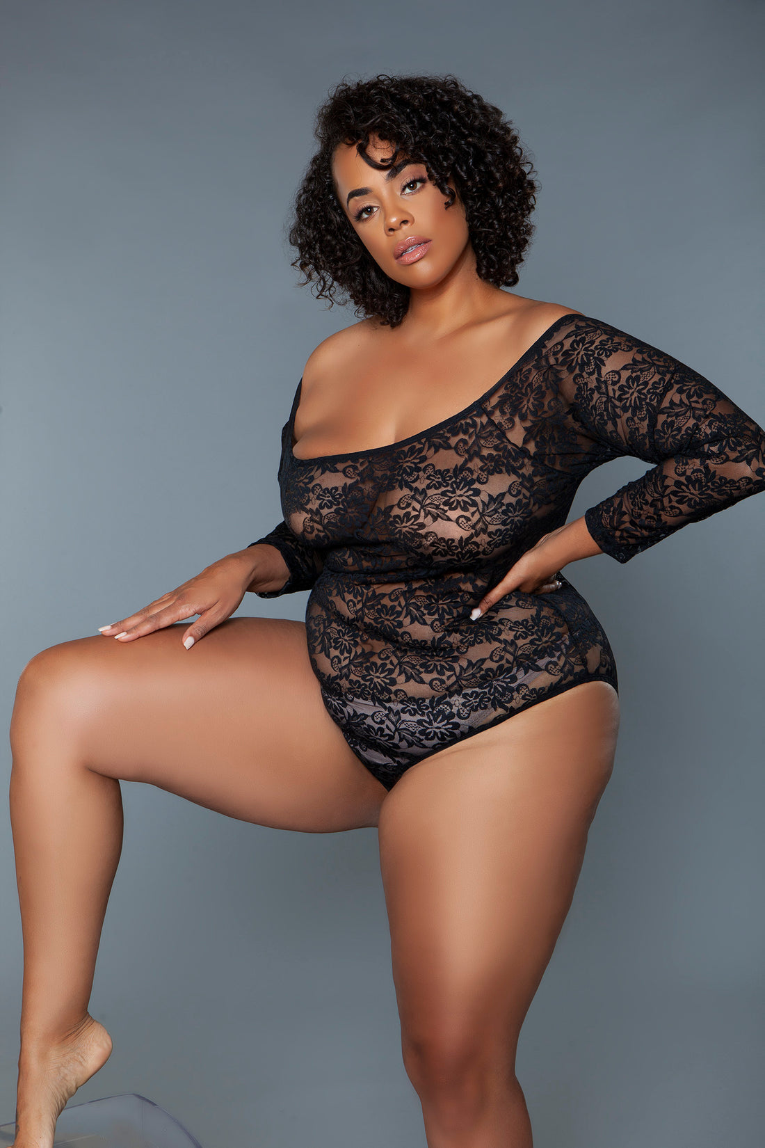 Take Your Time Floral Lace Plus Size Curve Bodysuit