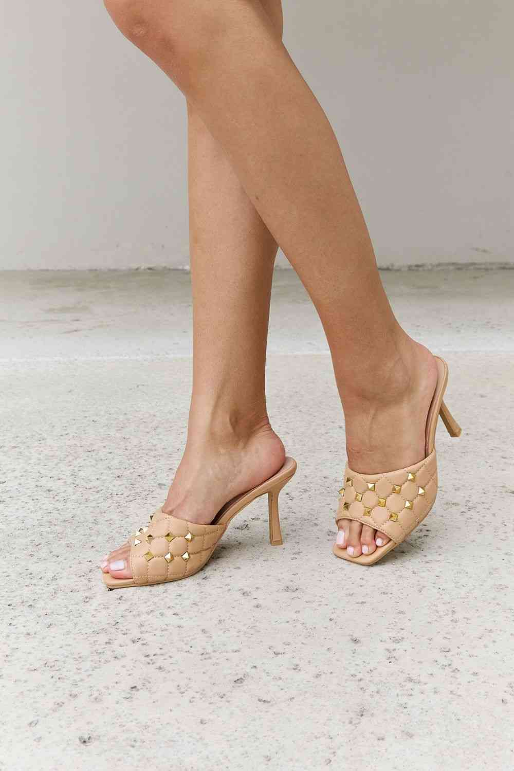 Angie Square Toe Quilted Mule Heels