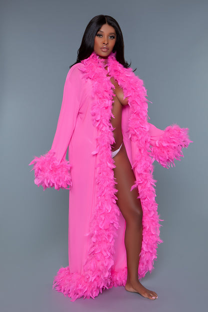 laag Niet essentieel haspel Moulin Rouge Boa Feather Trimmed Sheer Robe - Black
