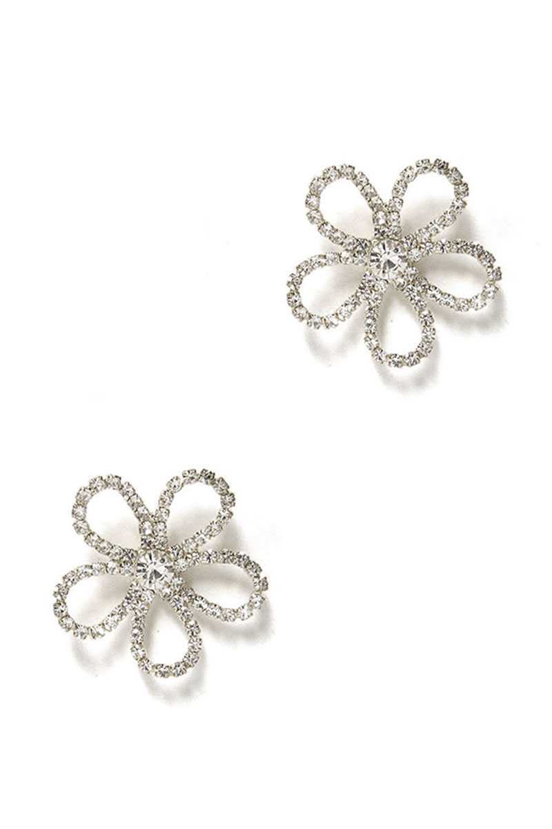 Flower Rhinestones Studded Earrings