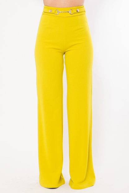 Dion Belted Buckle Detail Tailored Pants