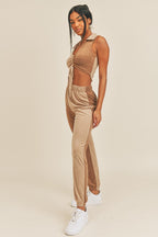 Safari Ruched Front Two Piece Jogger Outfit Set