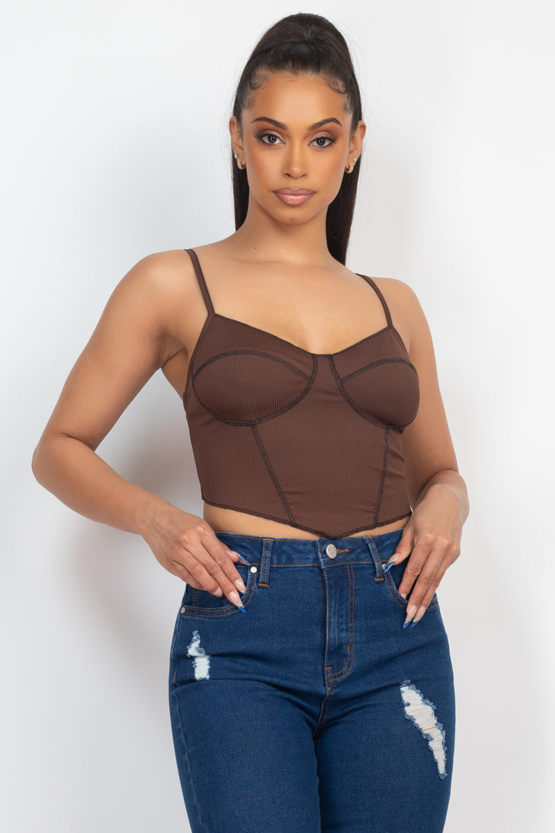 No Basics Contrast Stitch Cami Crop Top