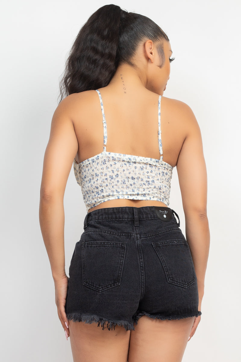 Out Of Town Floral Ditsy Print Cami Crop Top