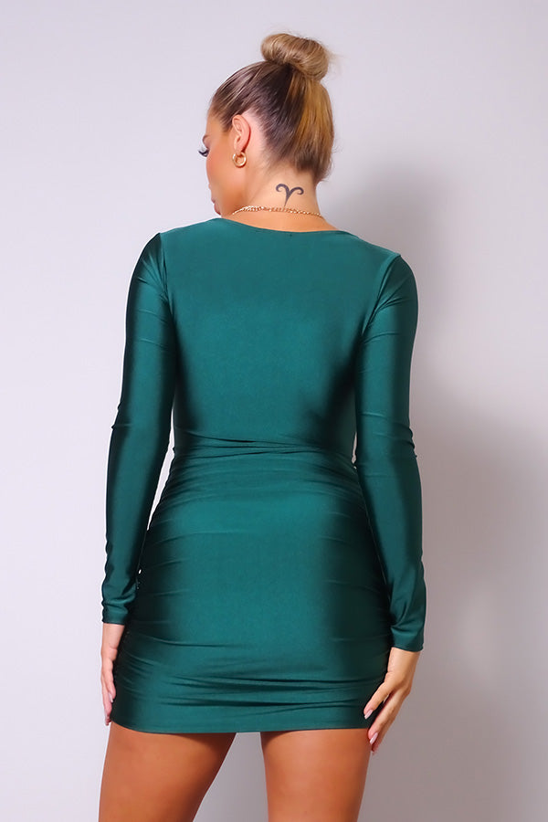Dawn Square Neck Long Sleeve Ruched Mini Dress