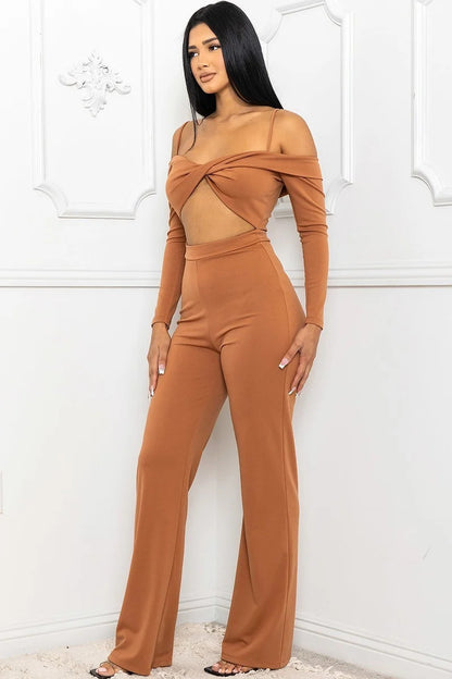 Cheers To That Open Shoulder Cutout Jumpsuit