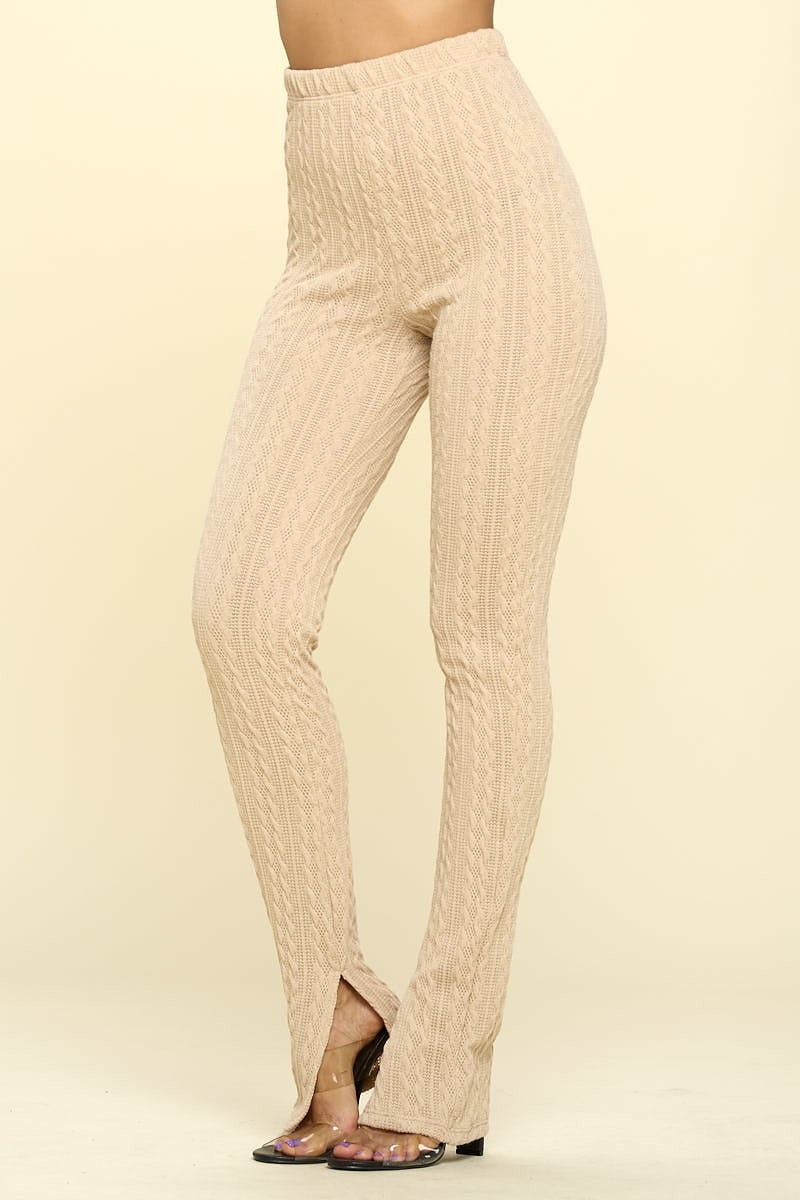 Neutrals Only High Rise Rib Knit Split Hem Leggings
