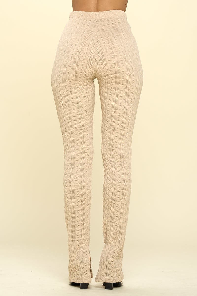 Neutrals Only High Rise Rib Knit Split Hem Leggings