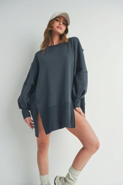 Rorie Long Sleeve Sweater With Side Slit