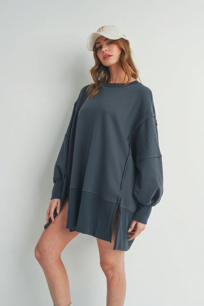 Rorie Long Sleeve Sweater With Side Slit