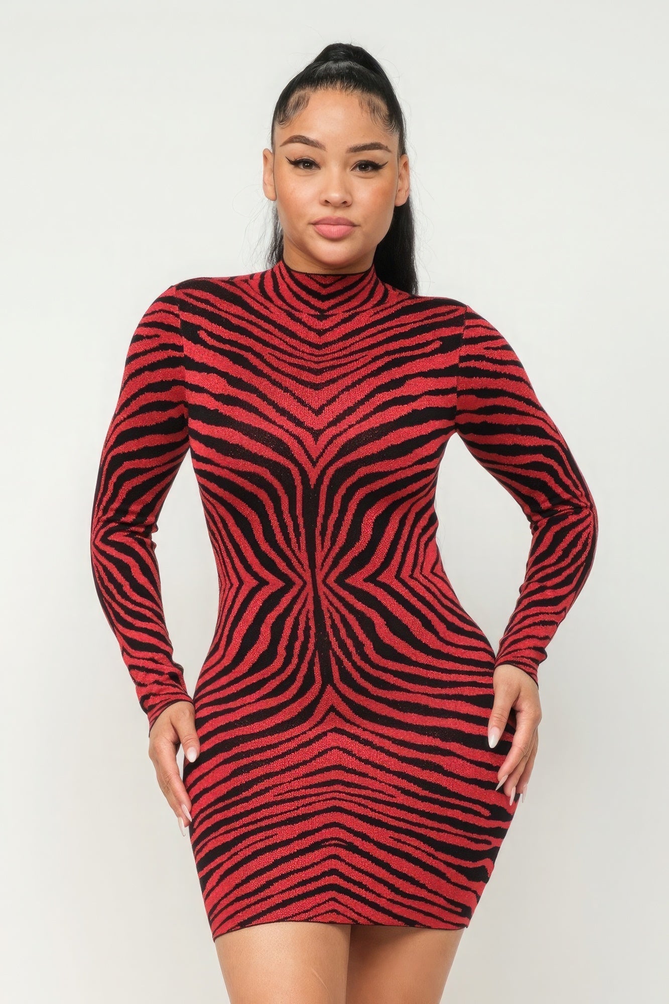 Close To You Zebra Print Jacquard Bodycon Dress