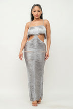 Sweet Karma Layered Fringe Cut Out Maxi Dress