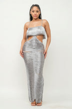 Sweet Karma Layered Fringe Cut Out Maxi Dress