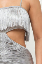 Sweet Karma Layered Fringe Cut Out Maxi Dress
