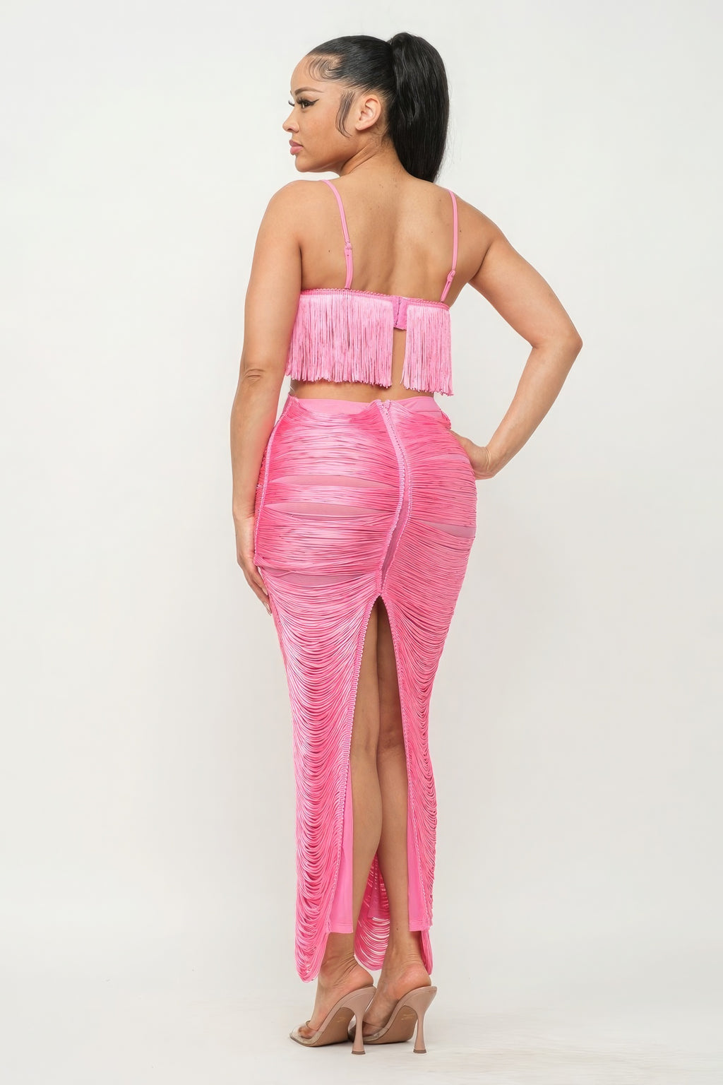 Sweet Karma Layered Fringe Cut Out Maxi Dress