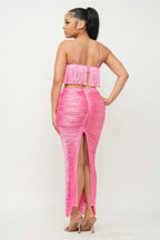 Sweet Karma Layered Fringe Cut Out Maxi Dress