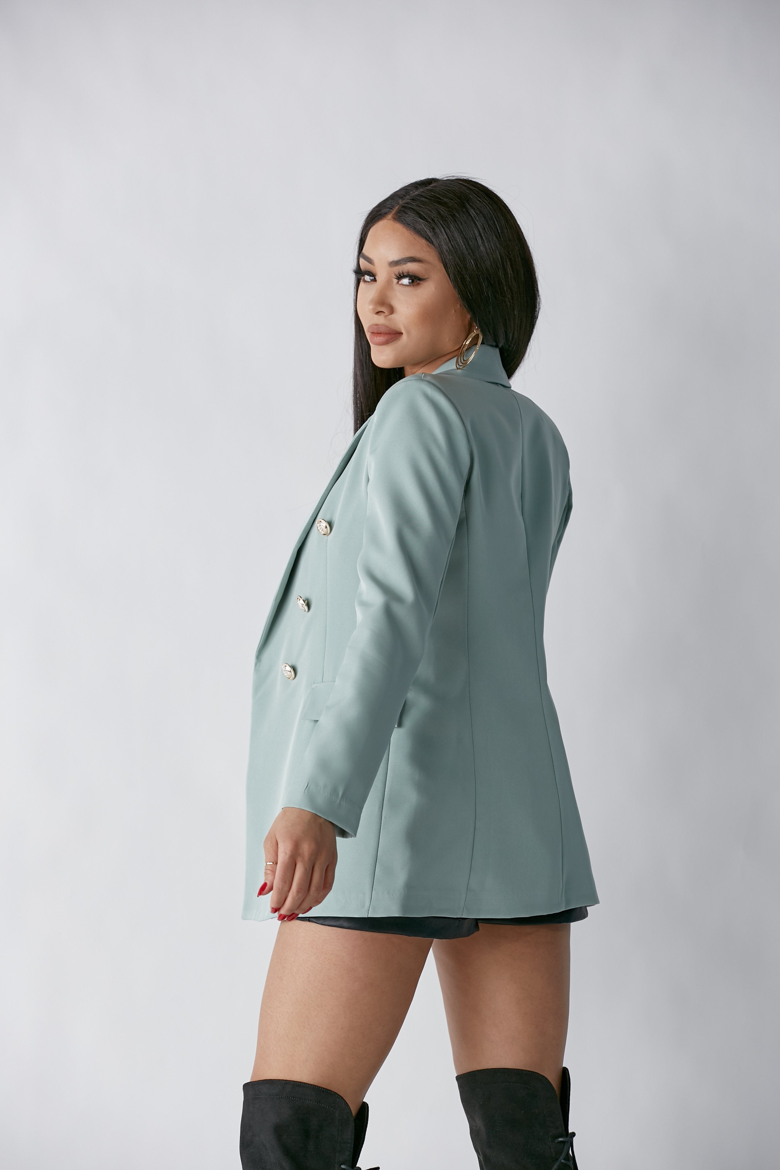 Head Babe In Charge Silver Button Detail Blazer